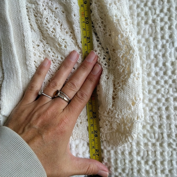 Zara Women's Pointelle Knit Cardigan Sweater Button Down in Cream Size M Cottage - Picture 6 of 7